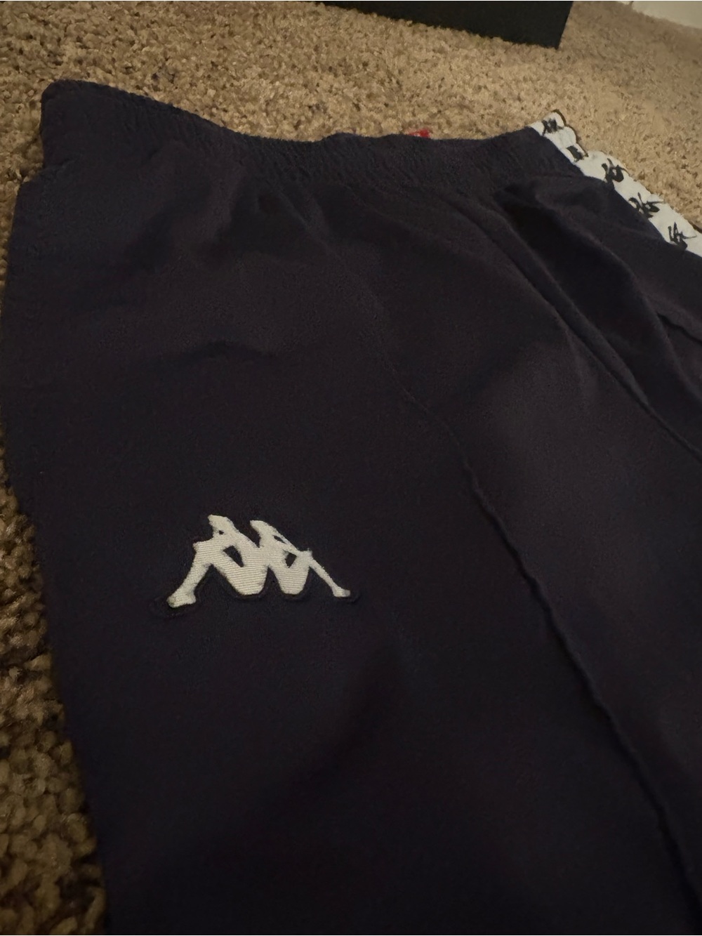 Kappa Black Mens Track Pants with White Logo Tape - Picture 3 of 4